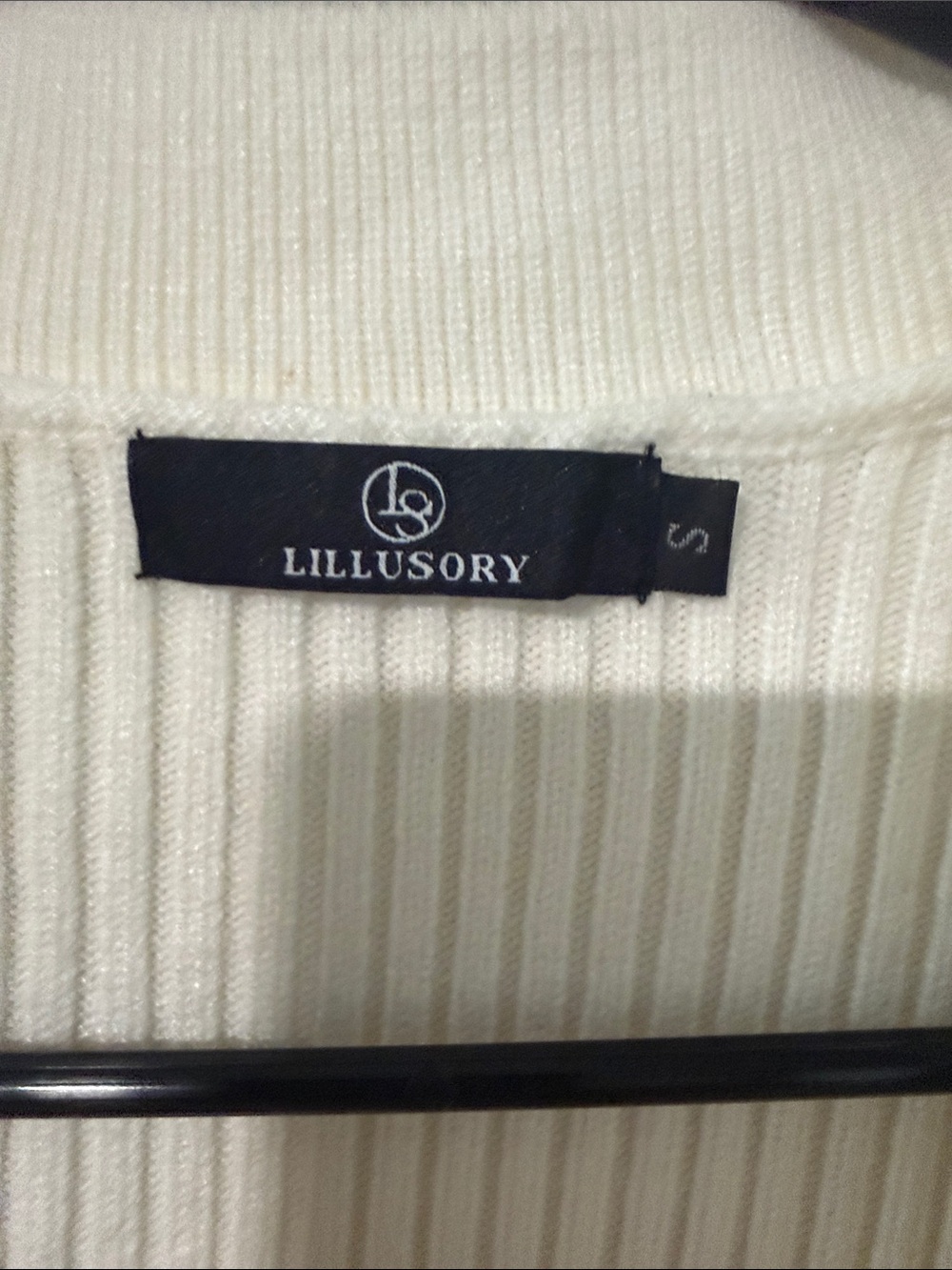 Collared Ribbed Button-Up Cardigan - Cream - Picture 2 of 3